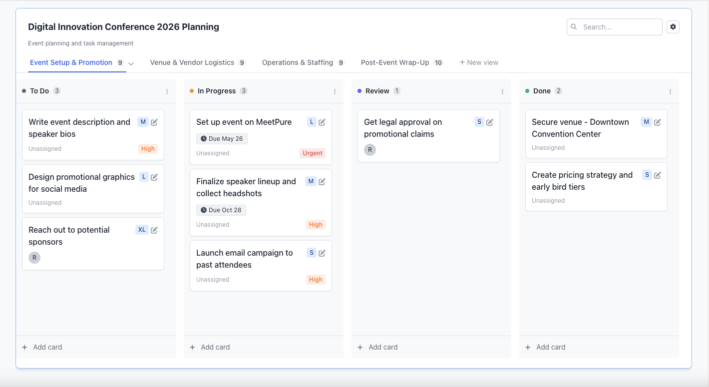 Event Planning Board
